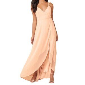 NWT Lulus Here's to Us Blush Pink High-Low Wrap Maxi Dress Size S